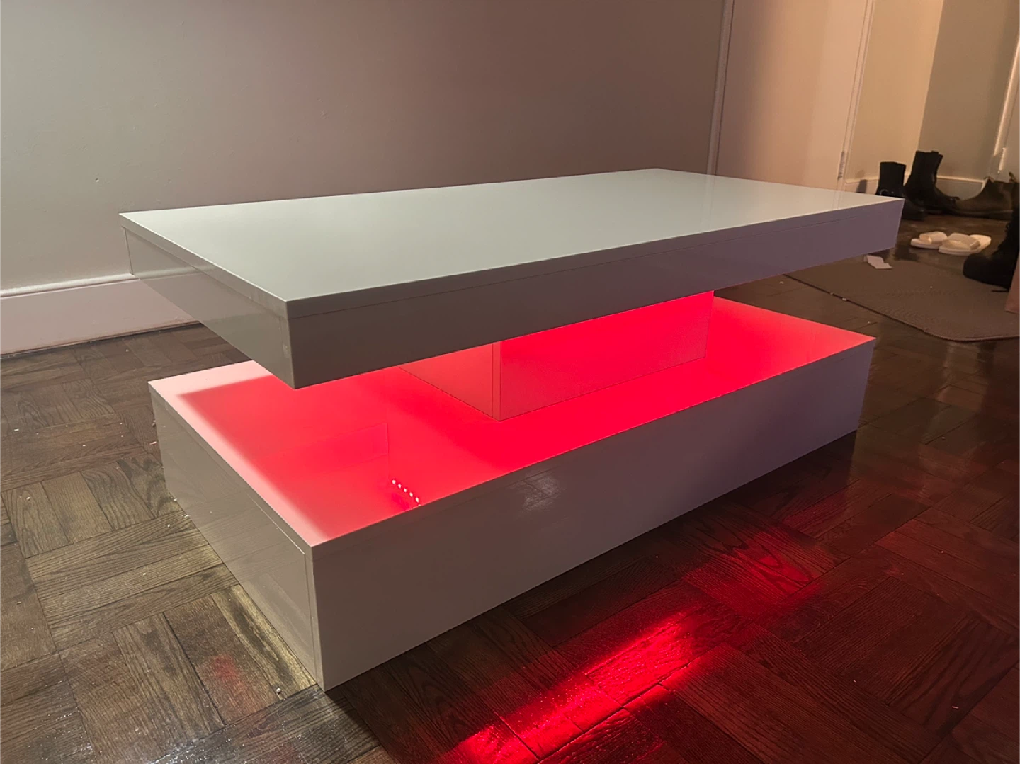 Modern High-Gloss Coffee Table with LED Lights - photo 3
