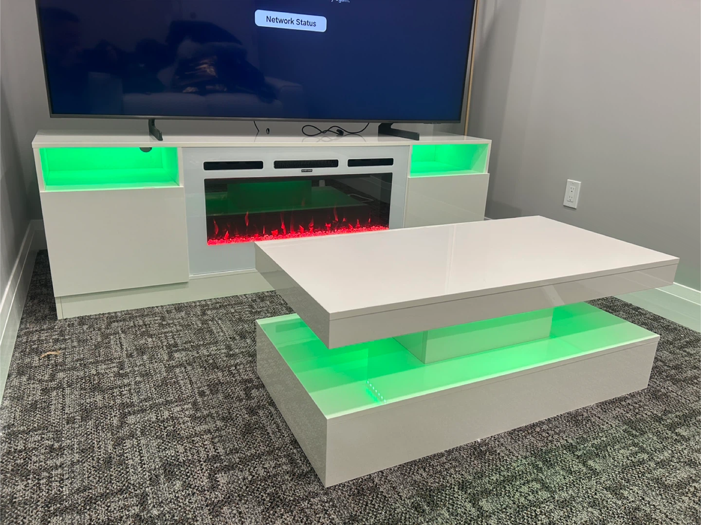 Modern High-Gloss Coffee Table with LED Lights