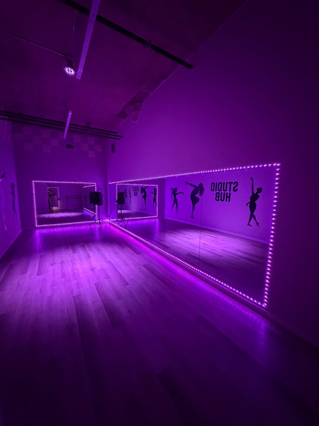 Dance Studio Space with Mirrors and LED Lighting