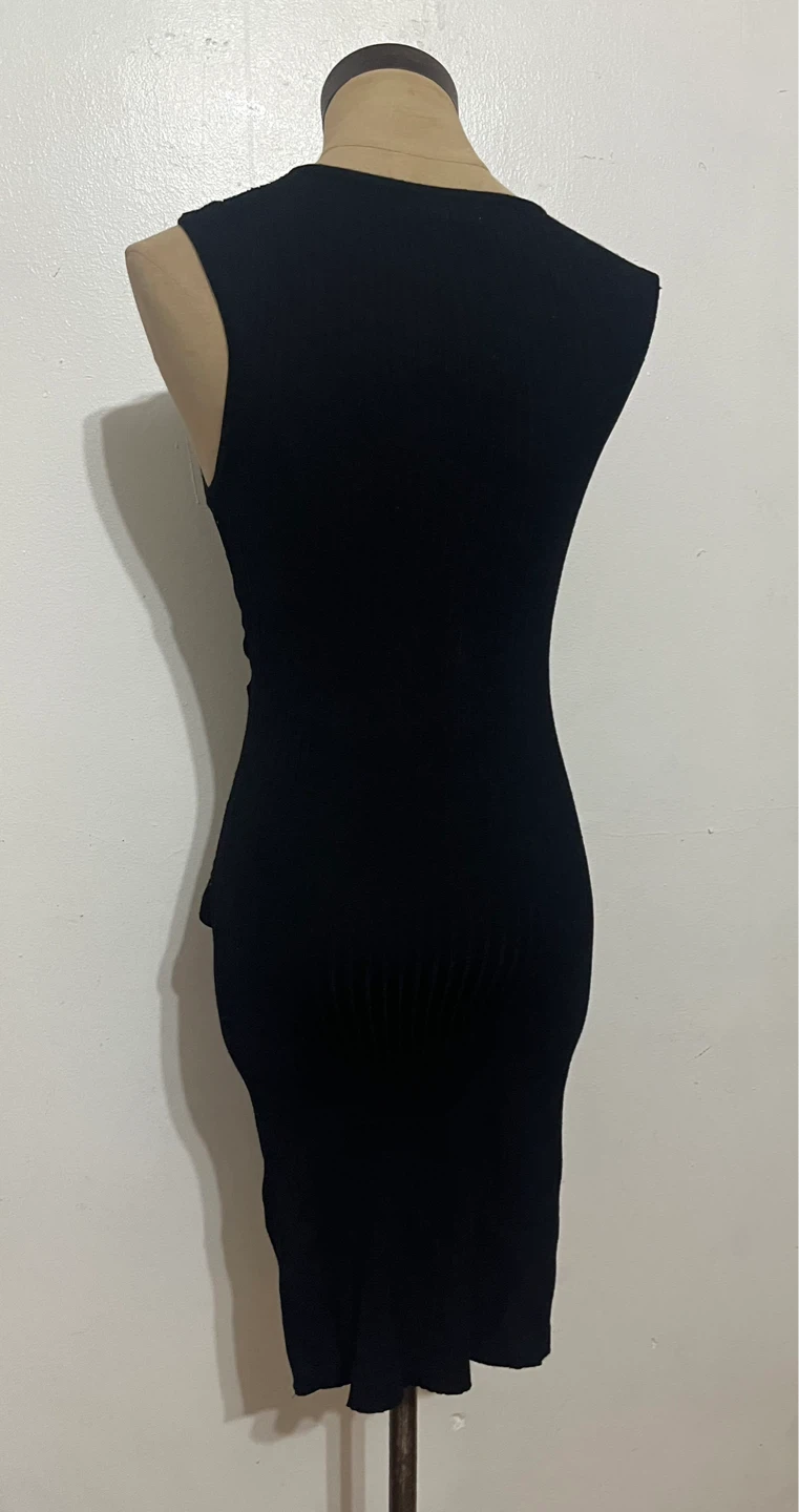 Black Sleeveless Knit Wrap Mini Dress - Small - photo 3