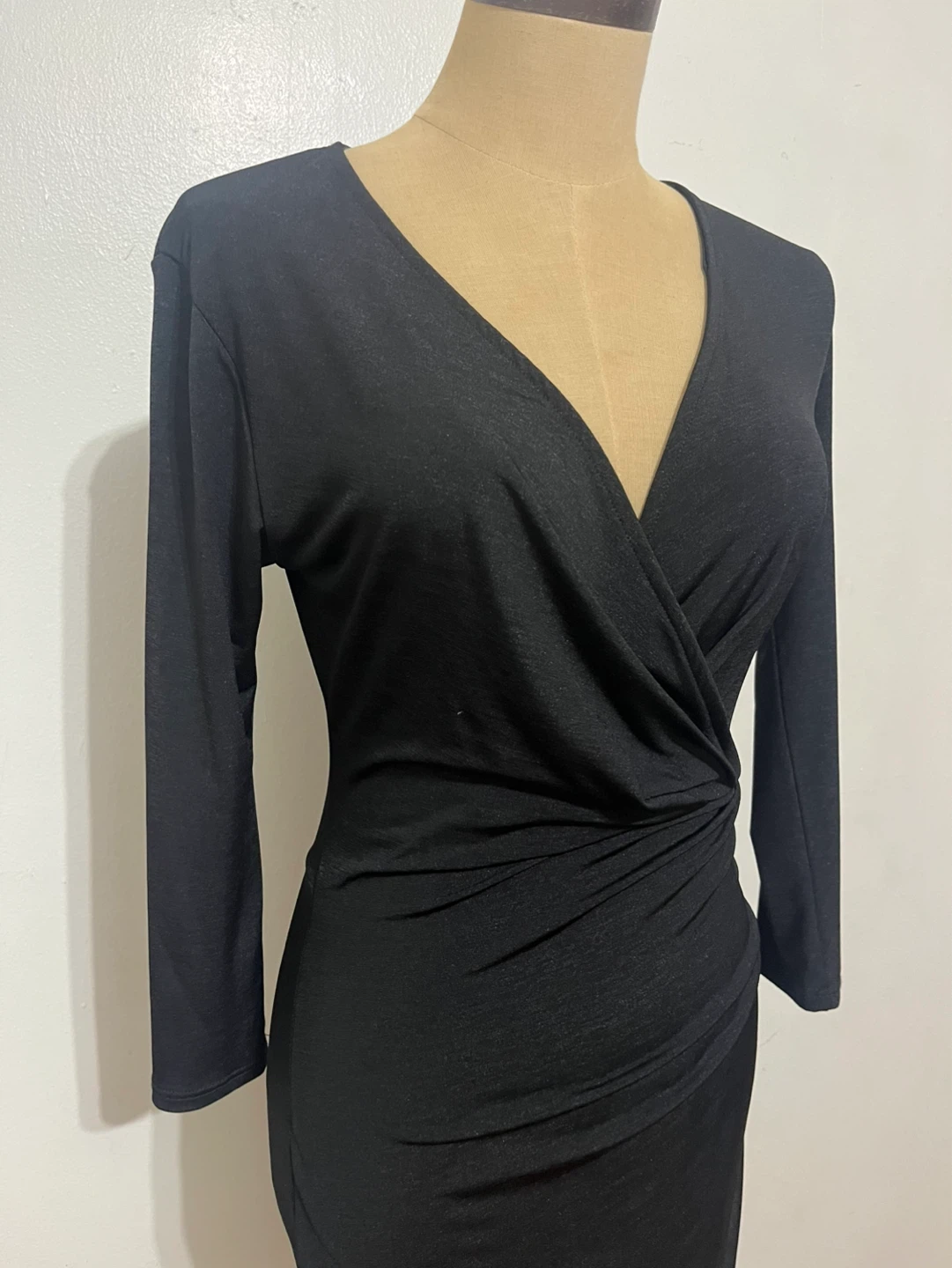 Black Three Quarter Sleeve Wrap Dress - Small - photo 2