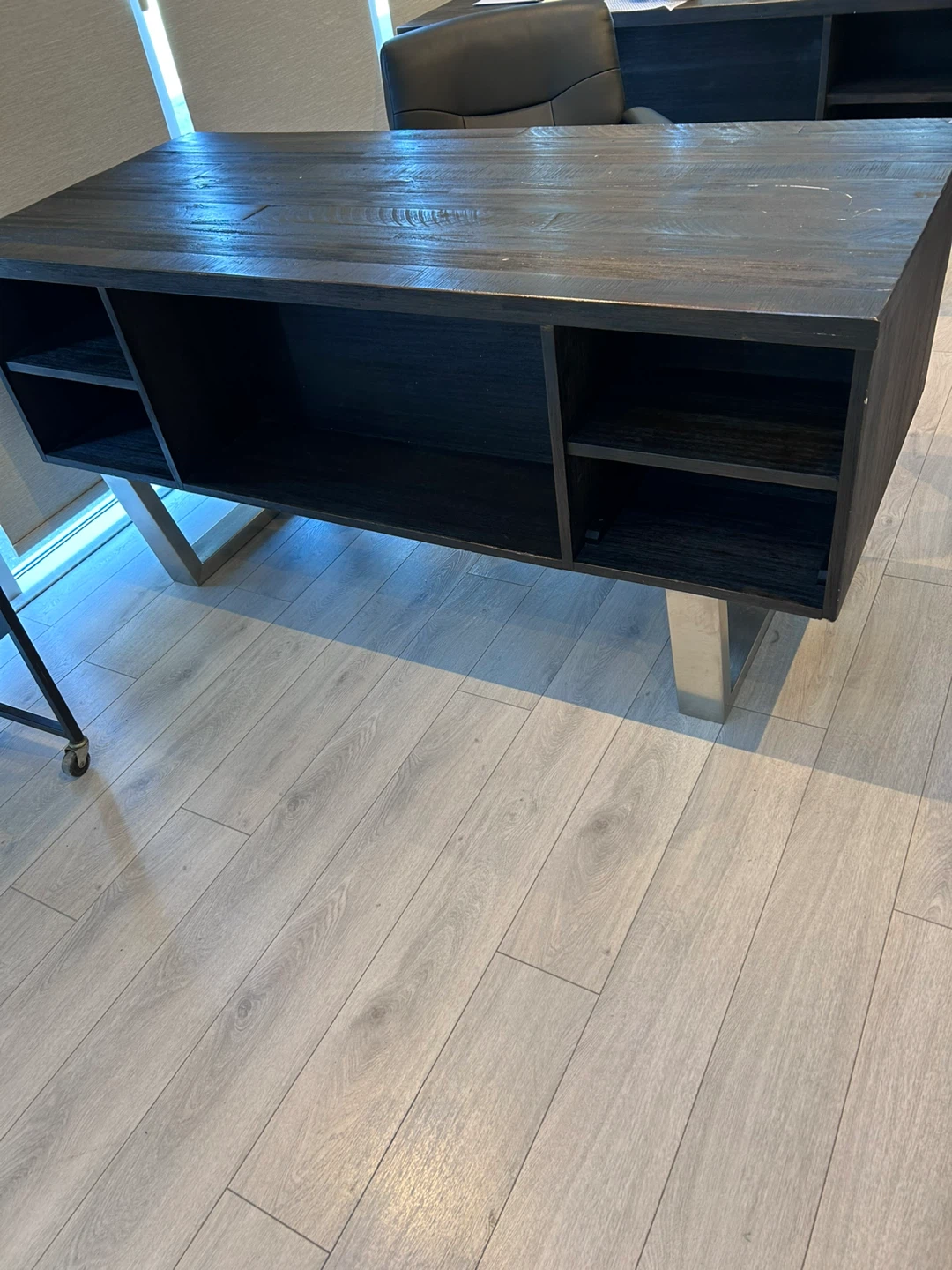 Dark Wood Executive Desk with Silver Legs - photo 2