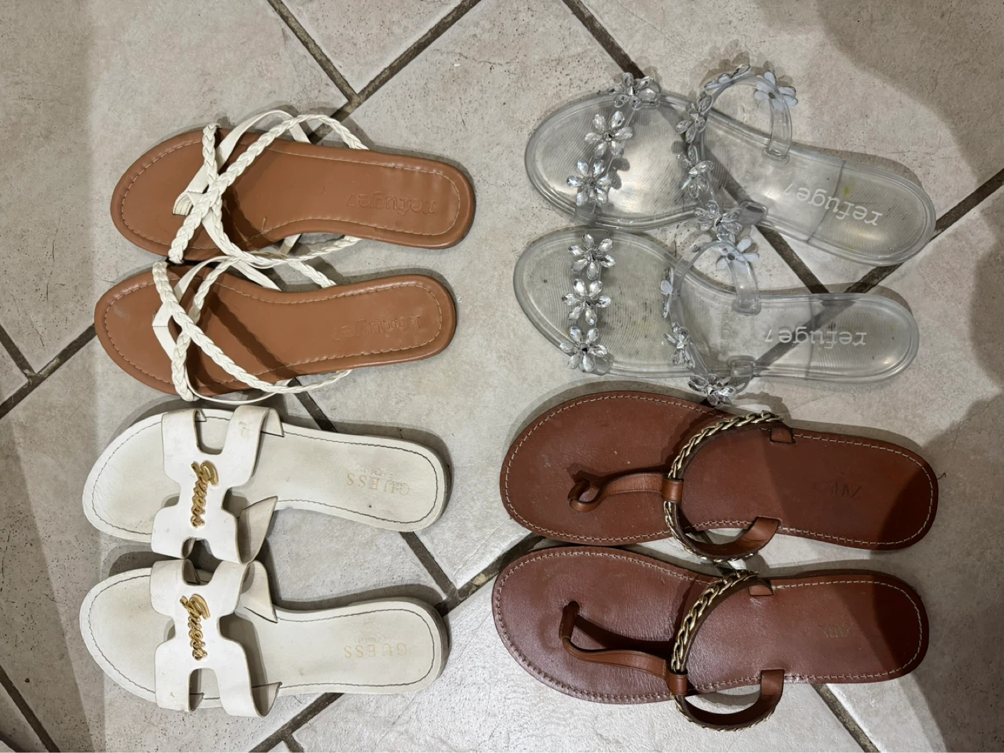 Lot of 3 Pairs of Sandals - Refuge, Guess, and Zara