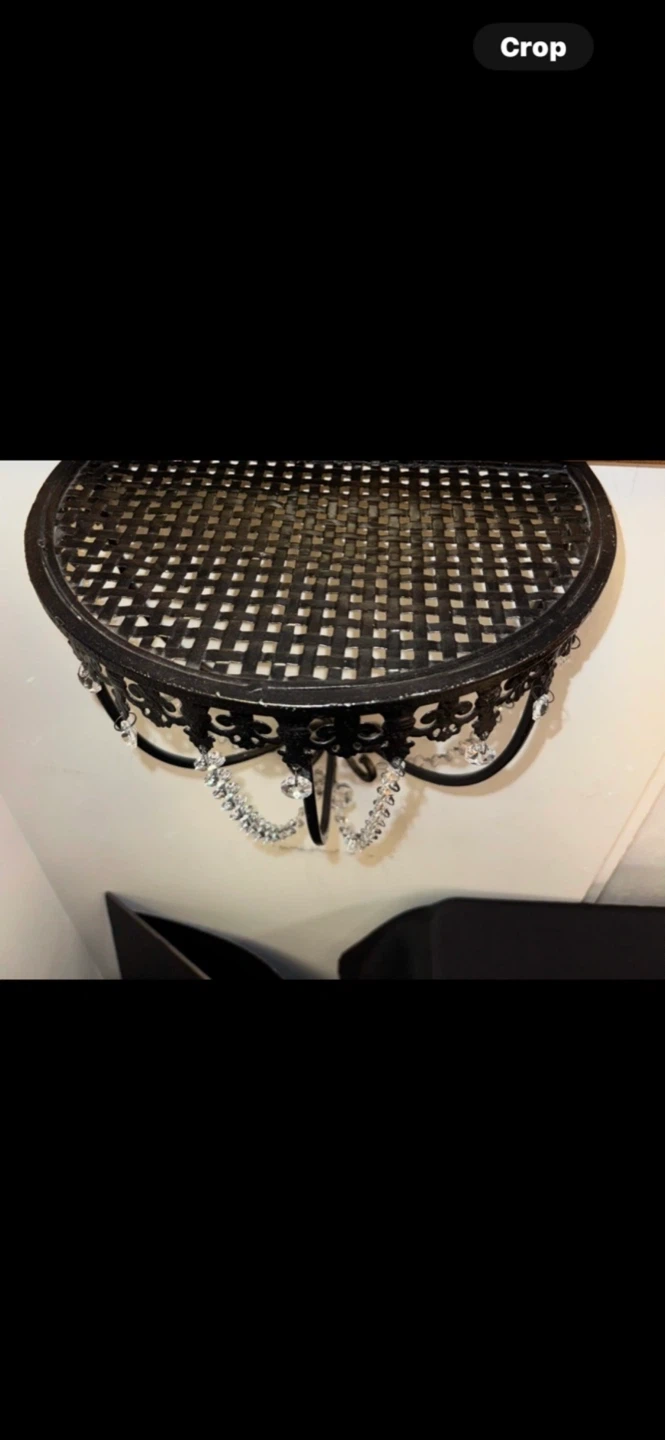 Decorative Black Metal Wall Shelf with Crystal Accents - photo 2