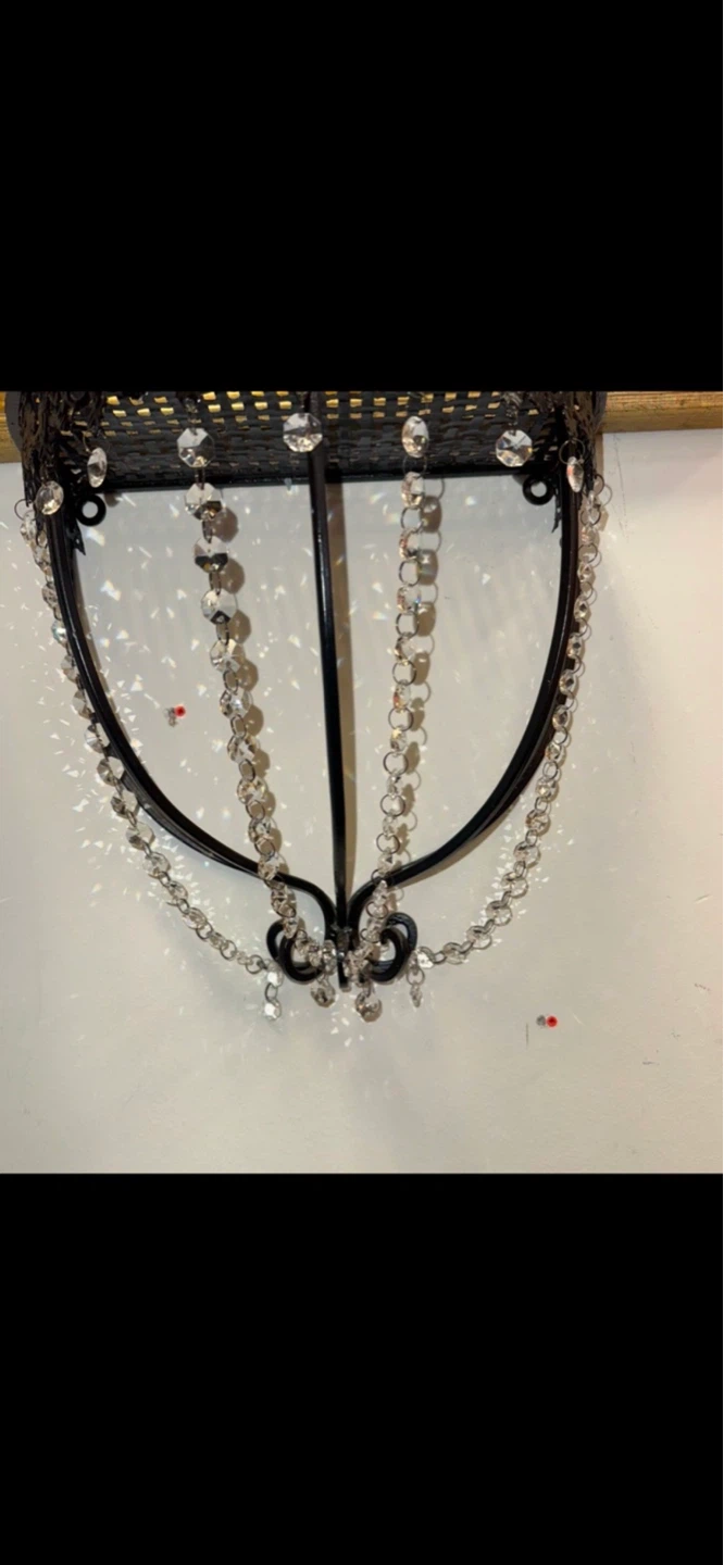Decorative Black Metal Wall Shelf with Crystal Accents - photo 3