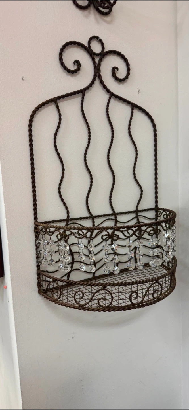 Set of Three Decorative Metal Wall Shelf with Crystals - photo 4