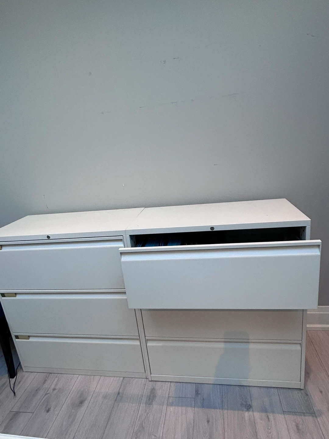 Two White 3-Drawer Metal Filing Cabinet - photo 2
