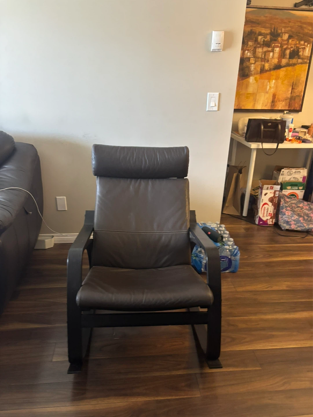 Brown Leather Rocking Chair