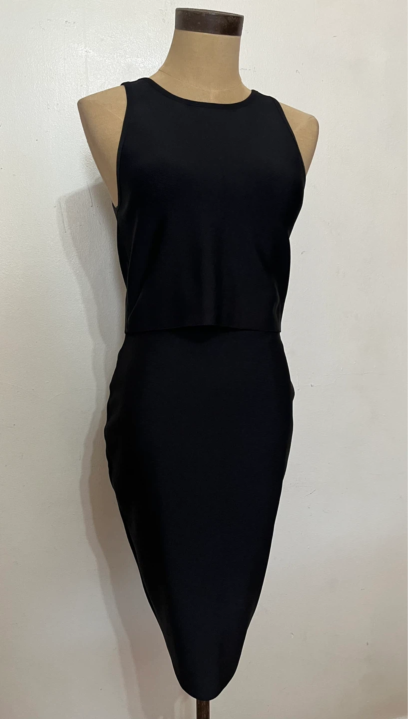 Bodycon Black Tank Top and Skirt Set - Size M