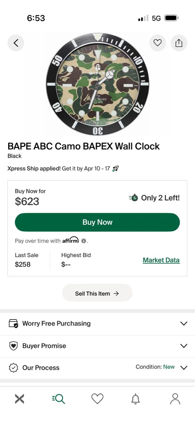 BAPE ABC Camo BAPEX Wall Clock - photo 2