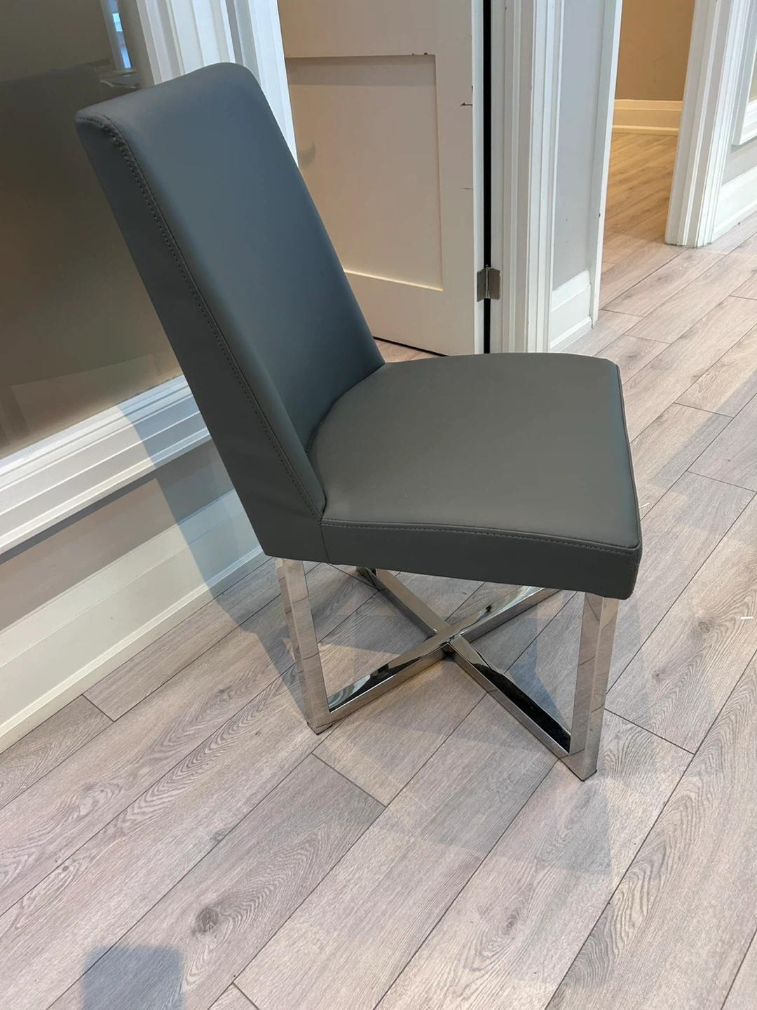 Grey Faux Leather Dining/ Office  Chair with Chrome Base - photo 2