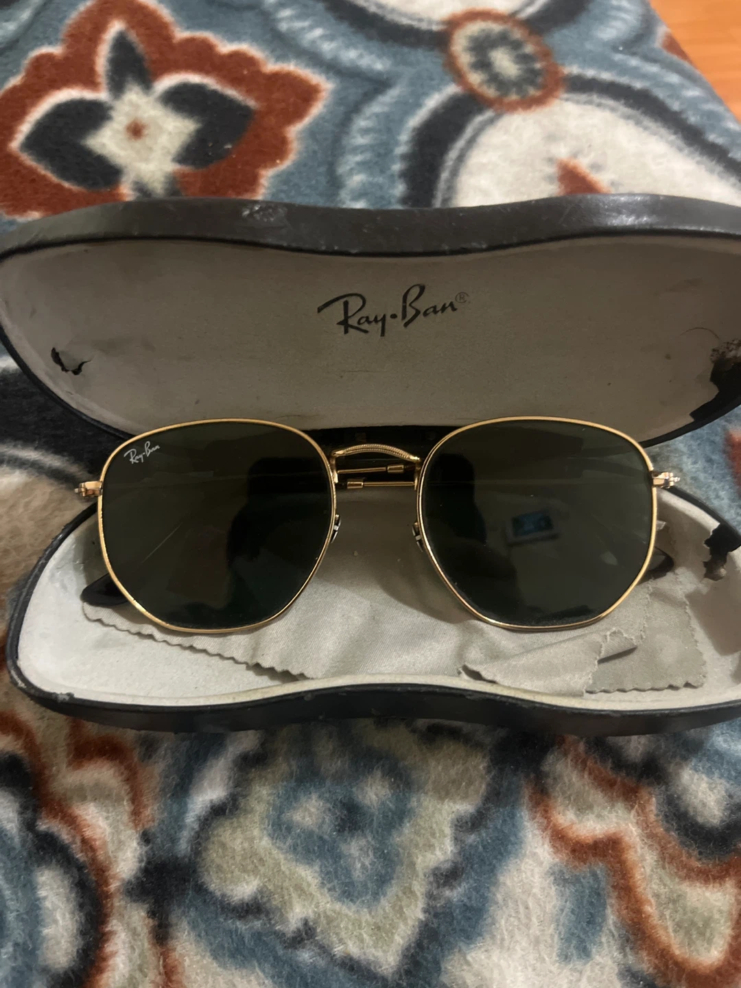 Ray-Ban Gold Hexagonal Sunglasses