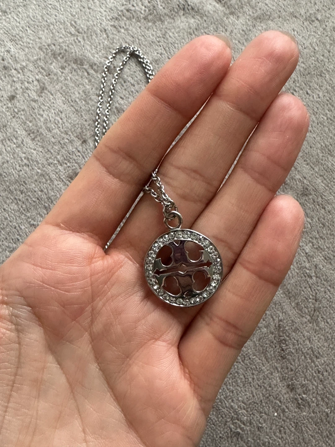 Tory Burch Logo Necklace with Crystals