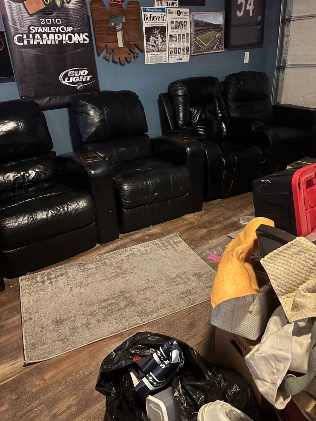 Black Leather  Theatre chairs