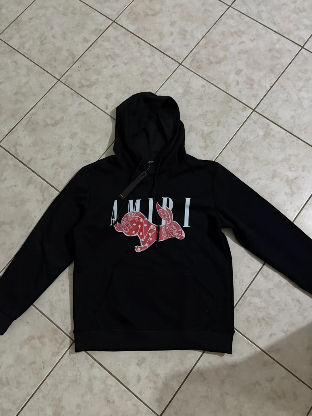 AMIRI Black Hoodie with Red Graphic - Size M
