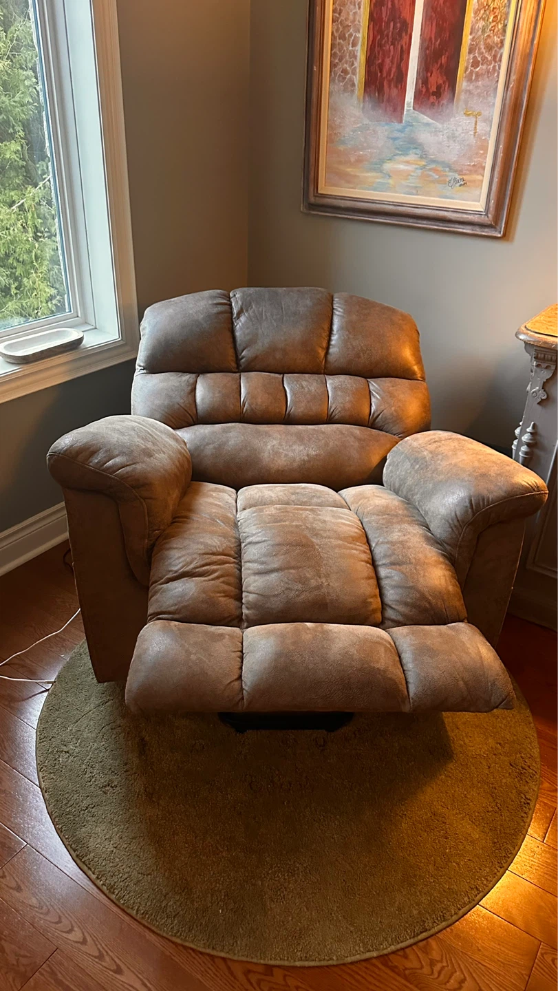 Brown Faux Suede Recliner Chair with USB Port - photo 2