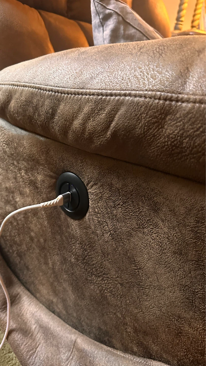 Brown Faux Suede Recliner Chair with USB Port - photo 4