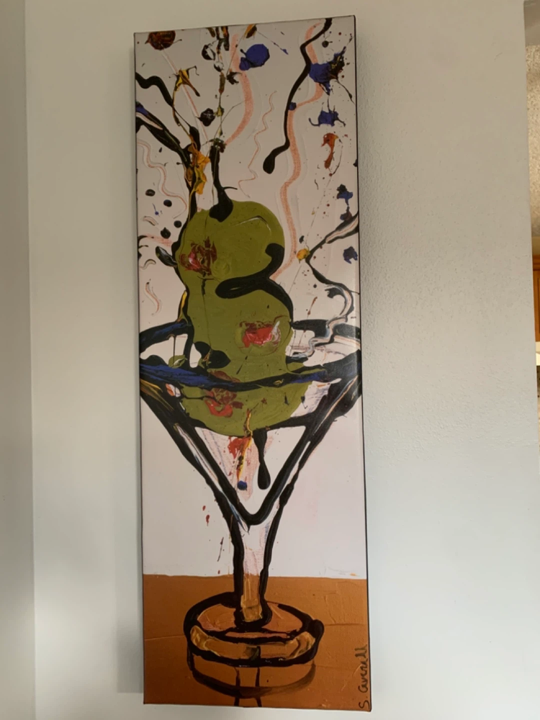 Martini glass with olives abstract art painting