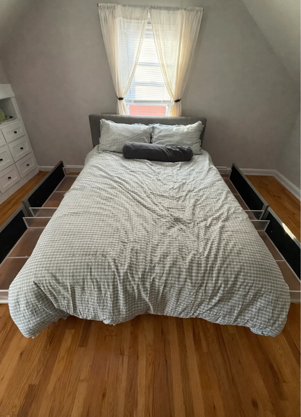 Gray Wayfair Storage Bed Frame - 4 Storage Drawers