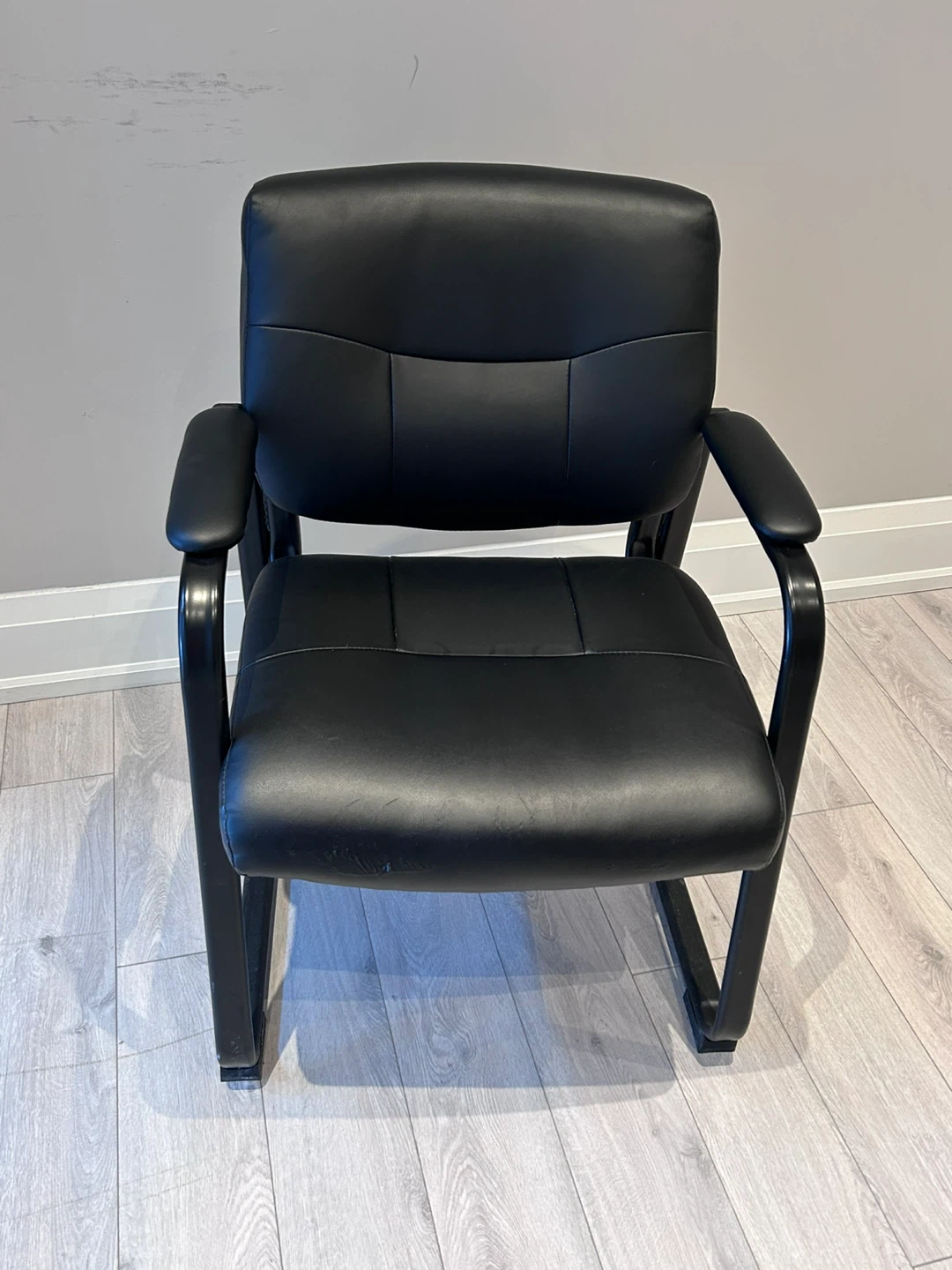 Black Faux Leather Arm Chair