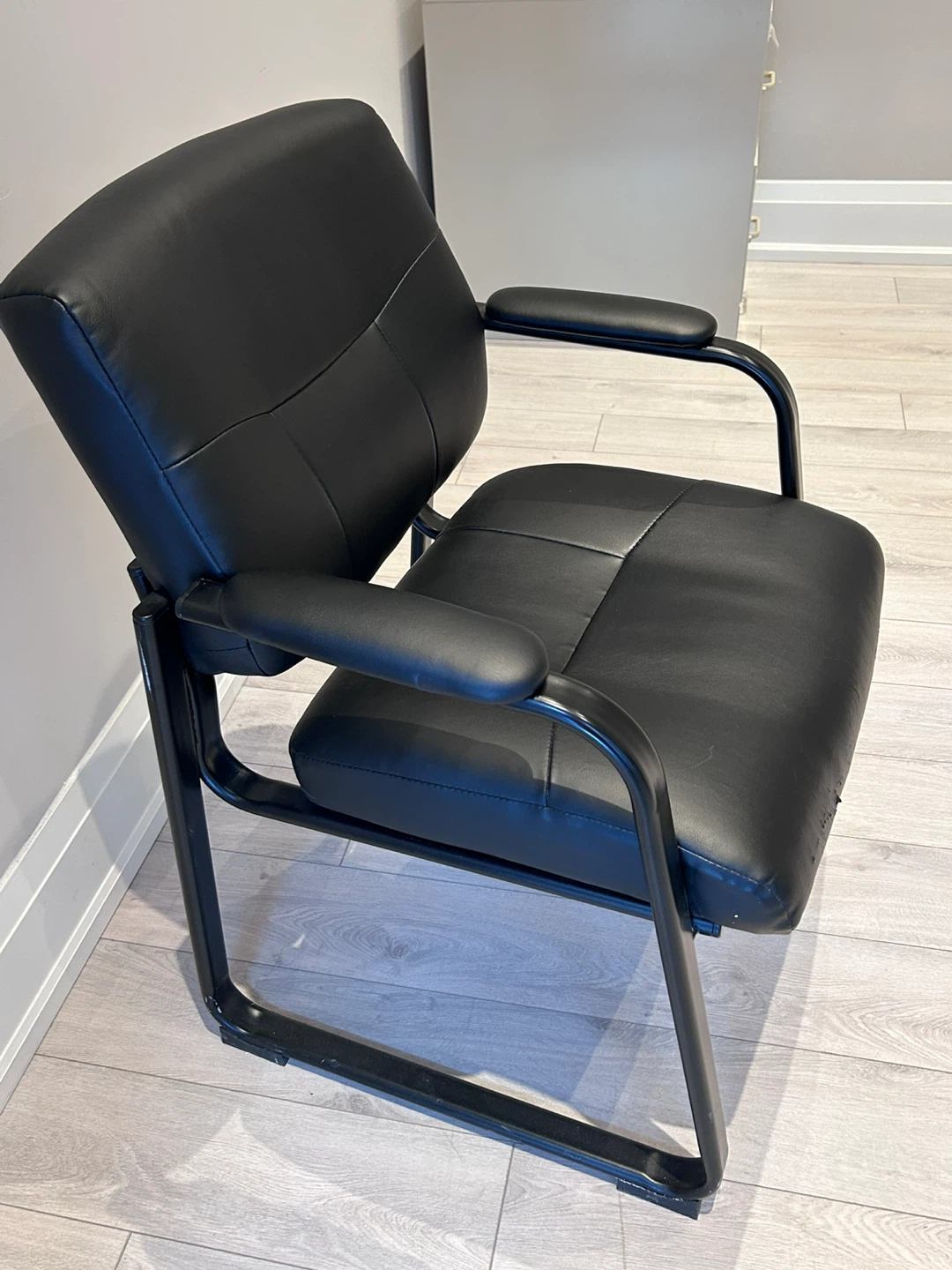 Black Faux Leather Arm Chair - photo 2