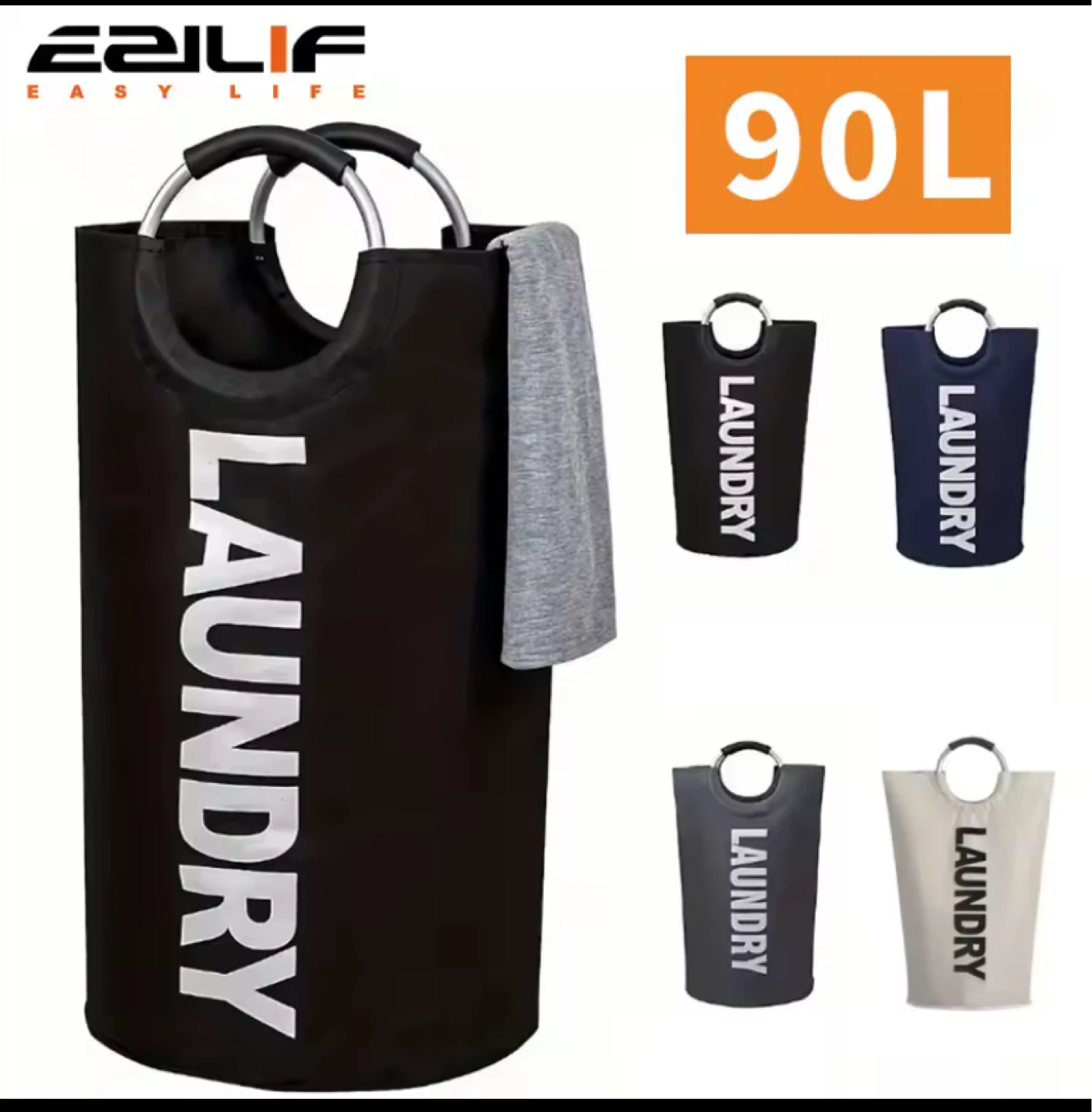 Foldable Laundry Hamper Bag with Handles - photo 2