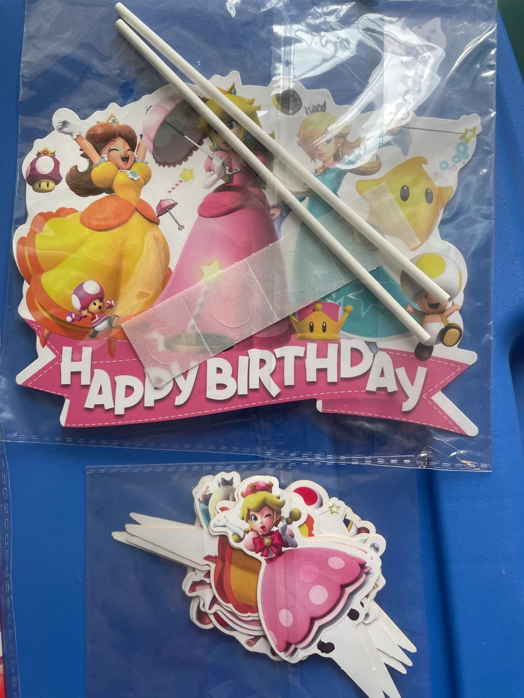Princess Peach Birthday Banner & Cake Toppers Set - photo 3