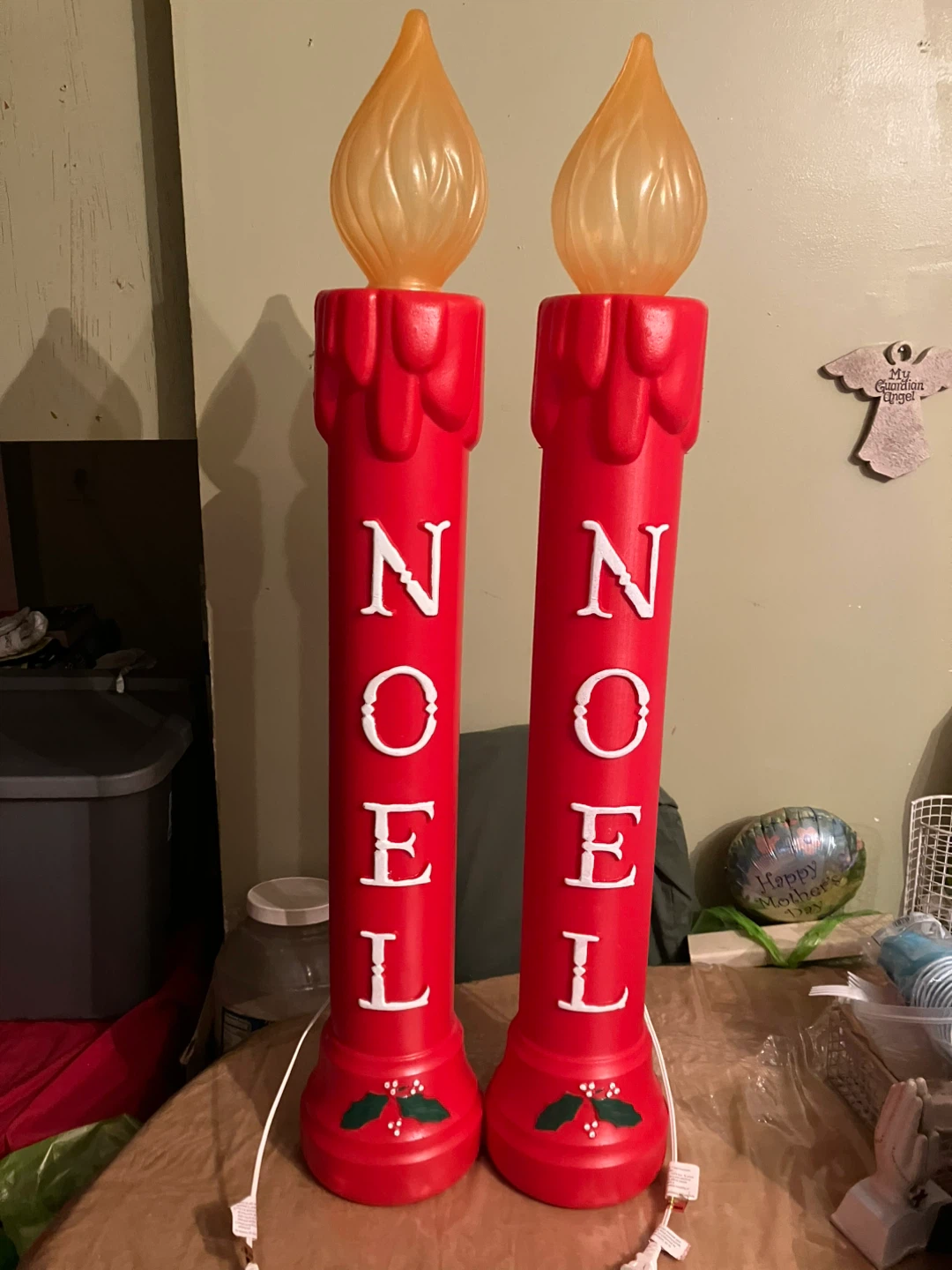 Vintage Red Noel Christmas Candles Light Set