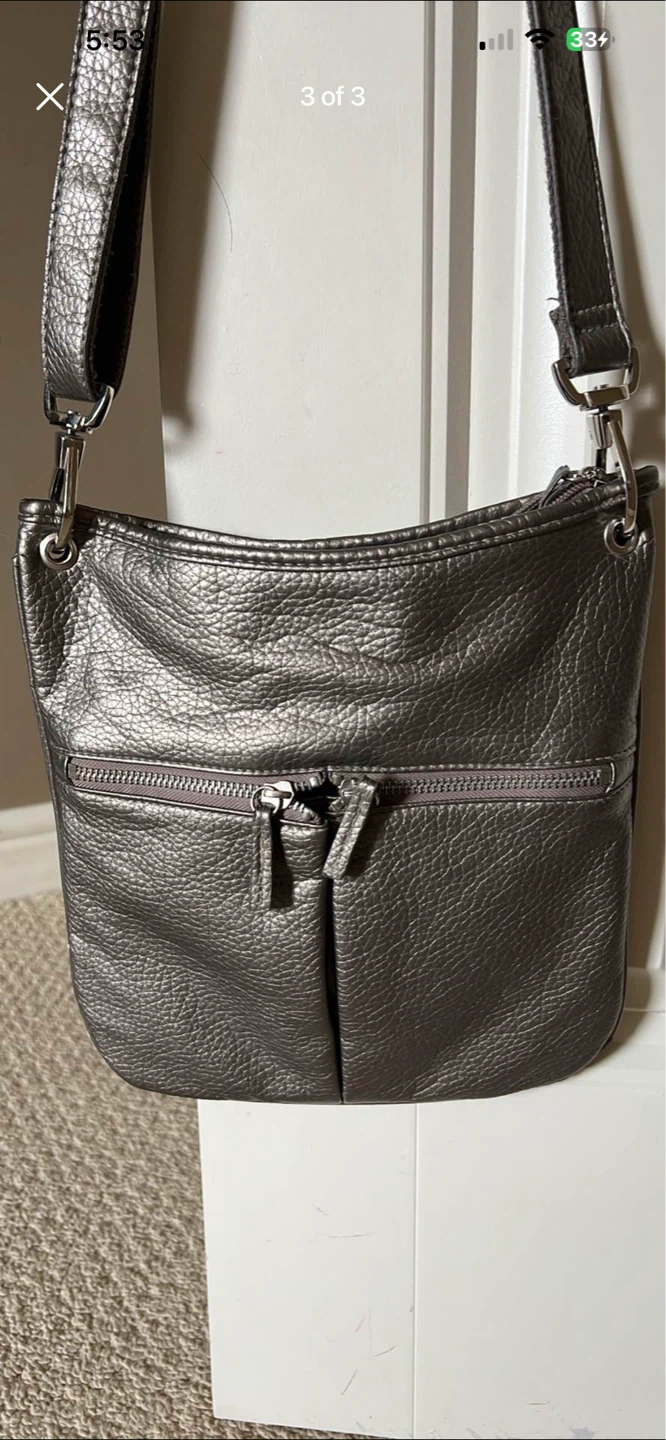 Alfred Sung PURE Silver Faux Leather Crossbody Bag