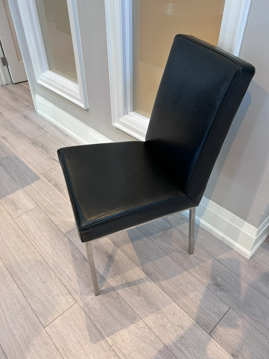 Black Faux Leather Dining Chair with Metal Legs