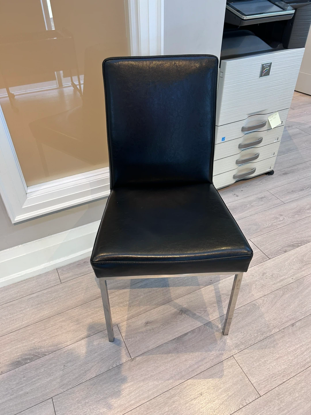 Black Faux Leather Dining Chair with Metal Legs - photo 2