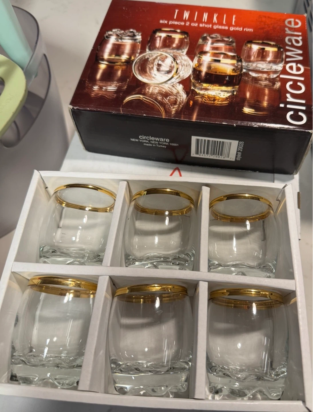 Circleware Twinkle Gold Rim Shot Glasses - Set of 6