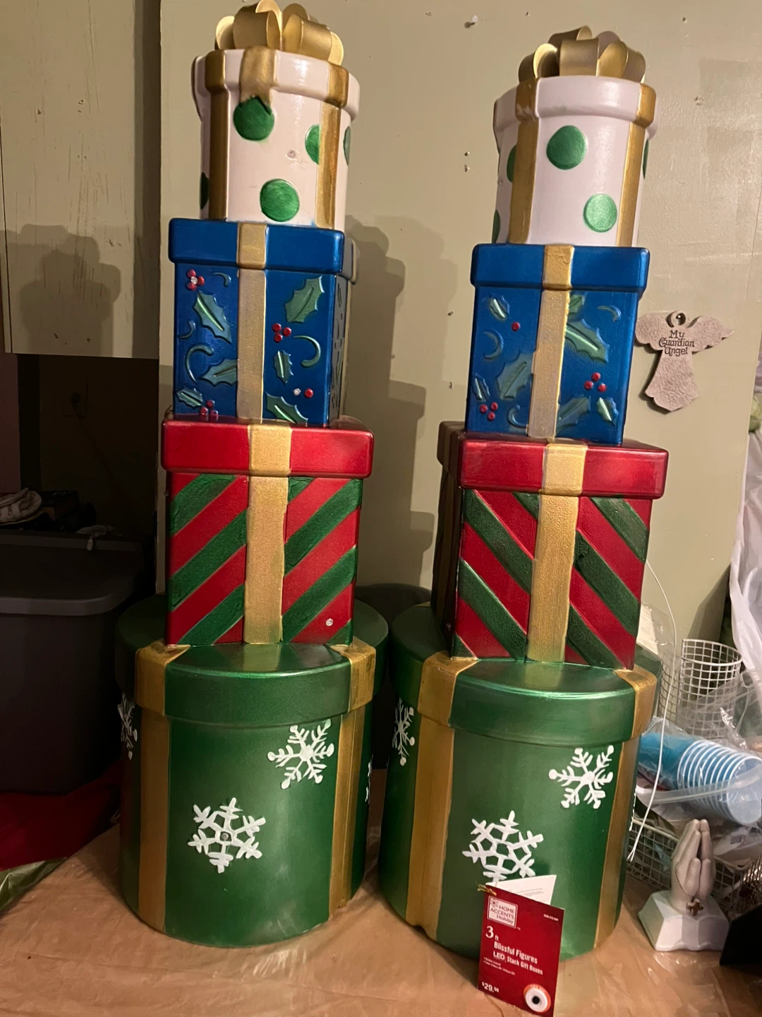 Home Accents Holiday 3ft Blissful Figures LED Stack Gift Boxes