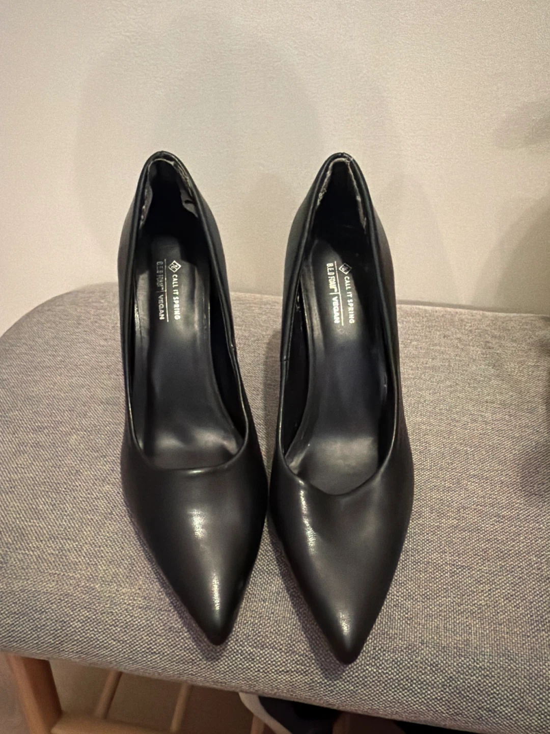Call It Spring Black Vegan Heels - Size 8.5 US