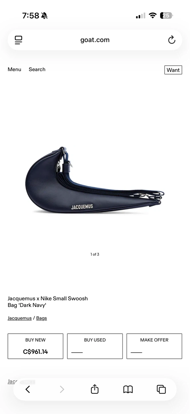 Jacquemus x Nike Small Swoosh Bag Navy