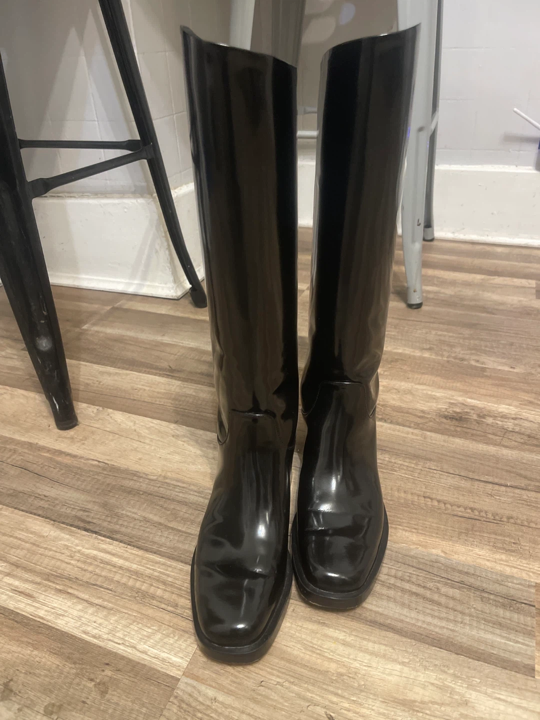 Everlane Black Glossy Tall Boots Size 8M