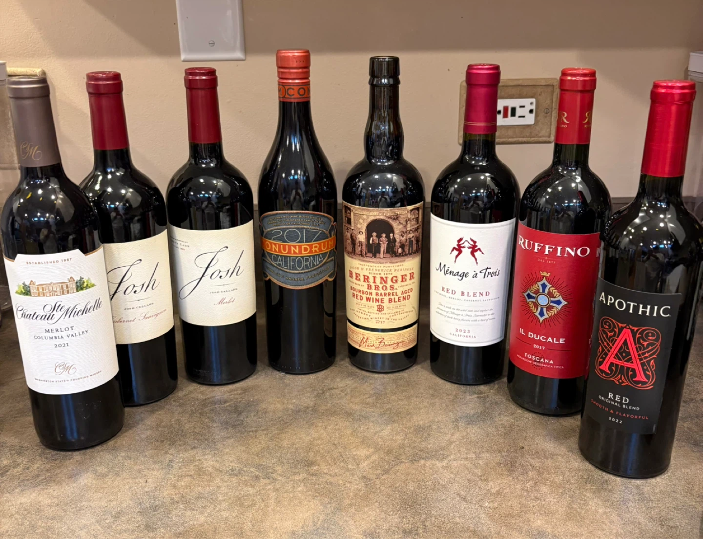 Assorted Red Wine Bottles -  7 bottles