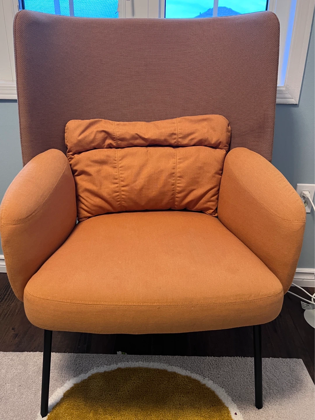 IKea Orange Accent Armchair with Small Pillow - photo 2