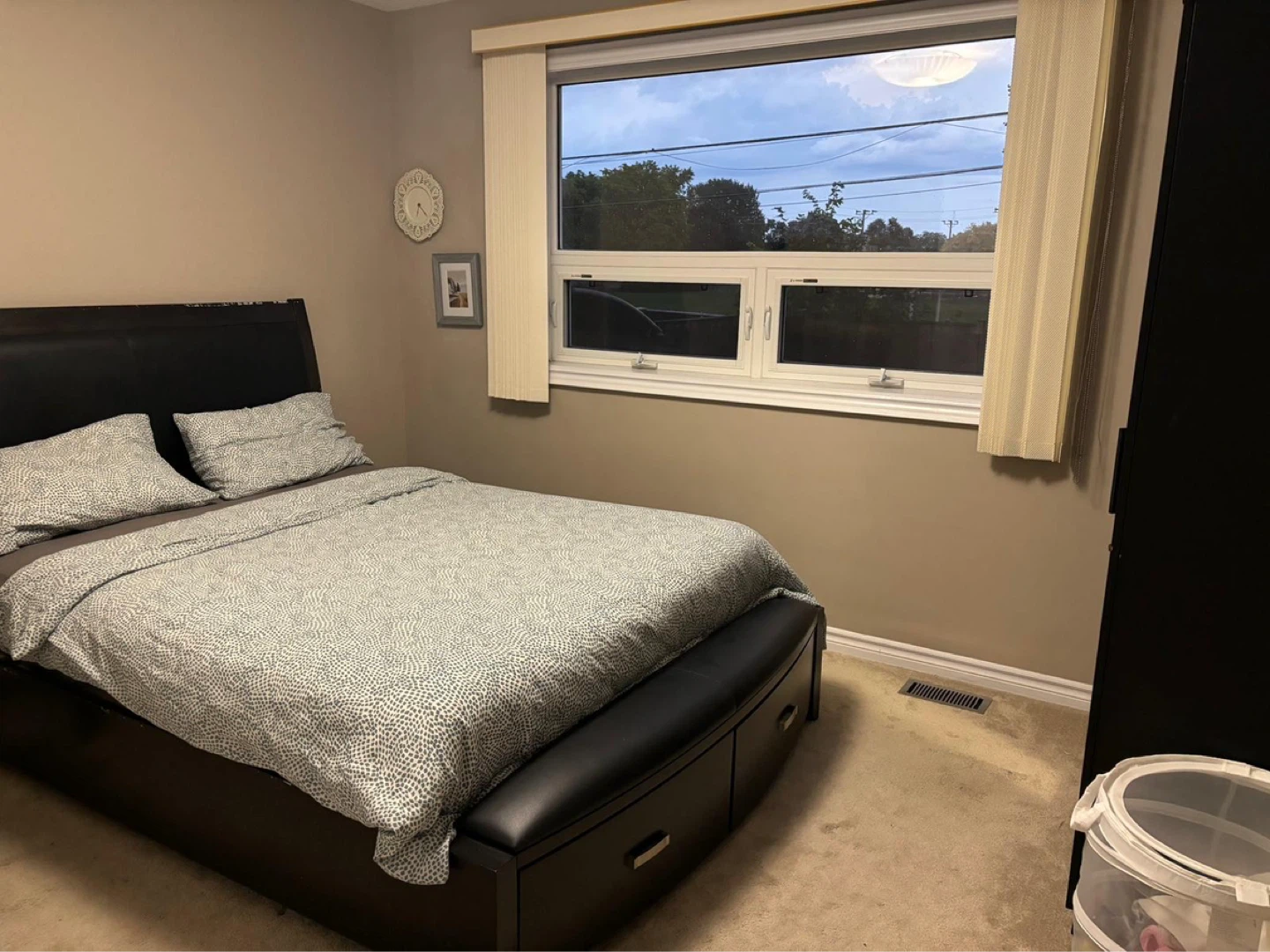 Black Faux Leather Queen Bed Frame with Storage