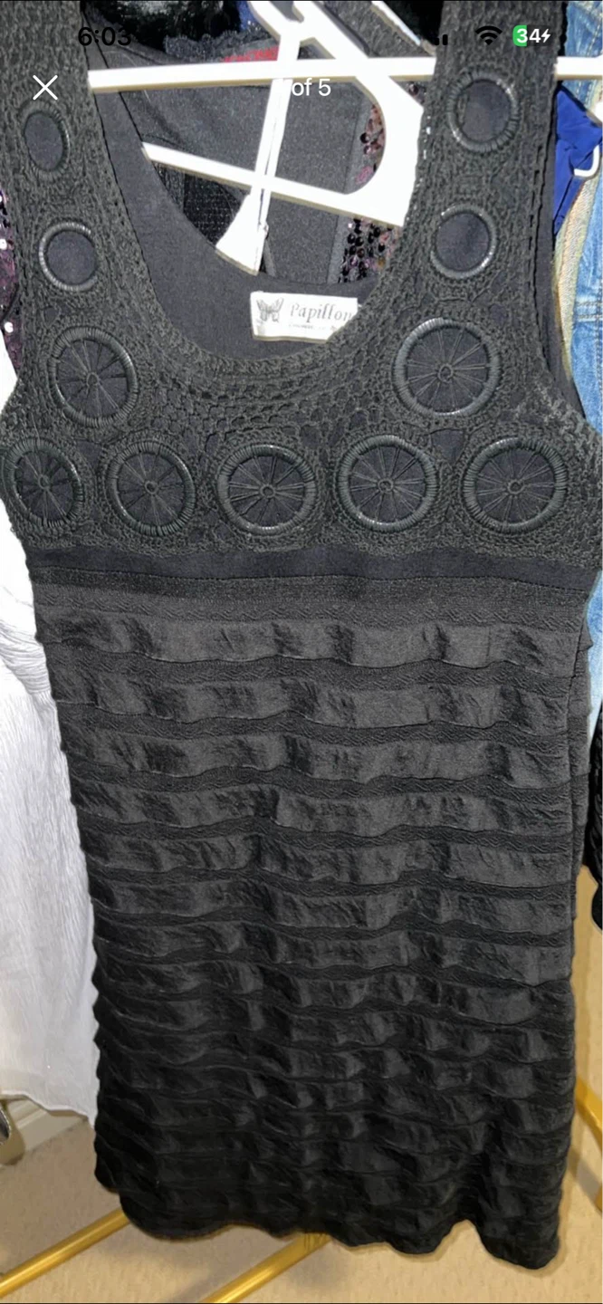 Papillon Black Ruffled Tank Dress - Size L