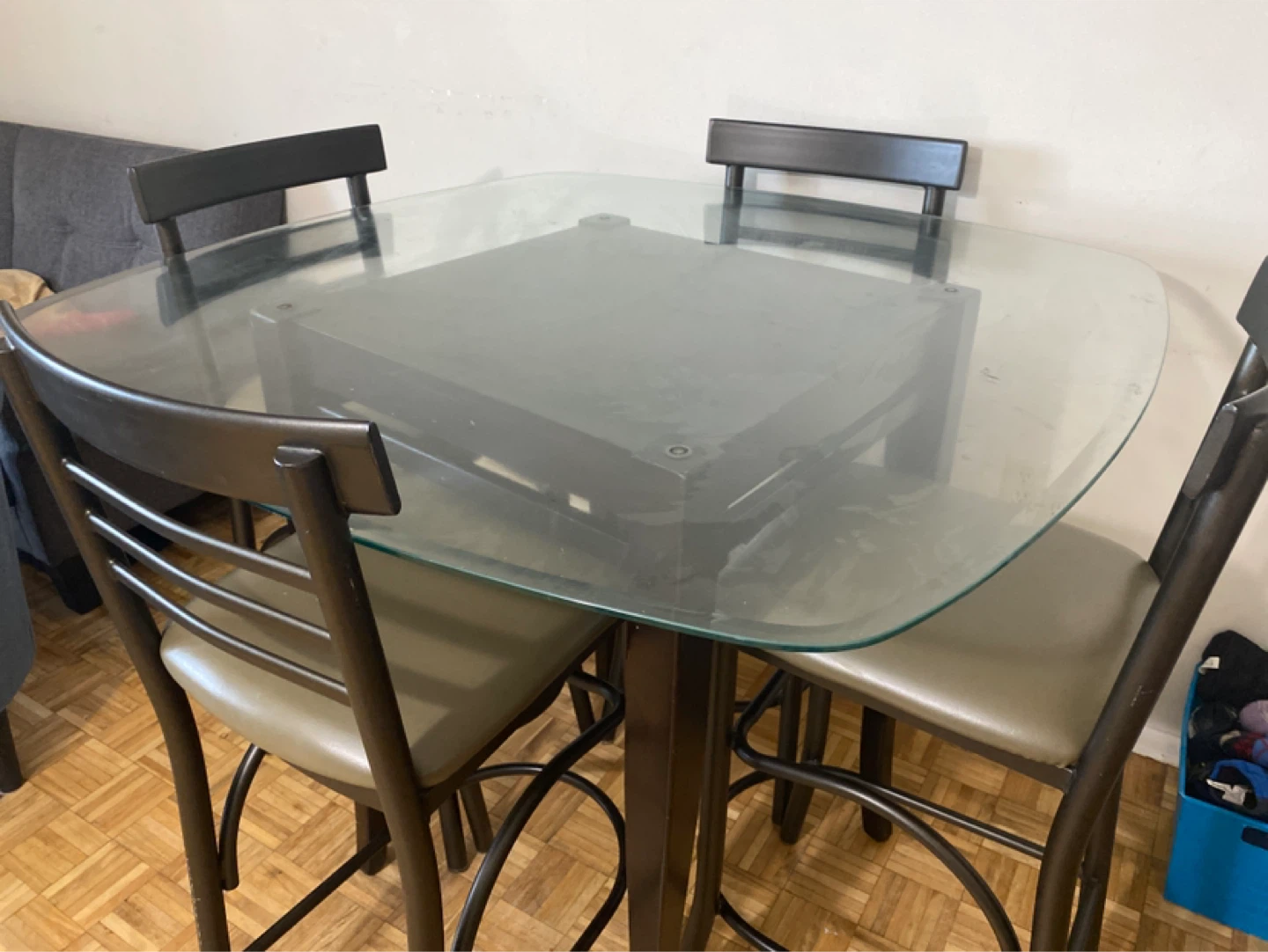 Glass top counter height dining set with 4 chairs - photo 2