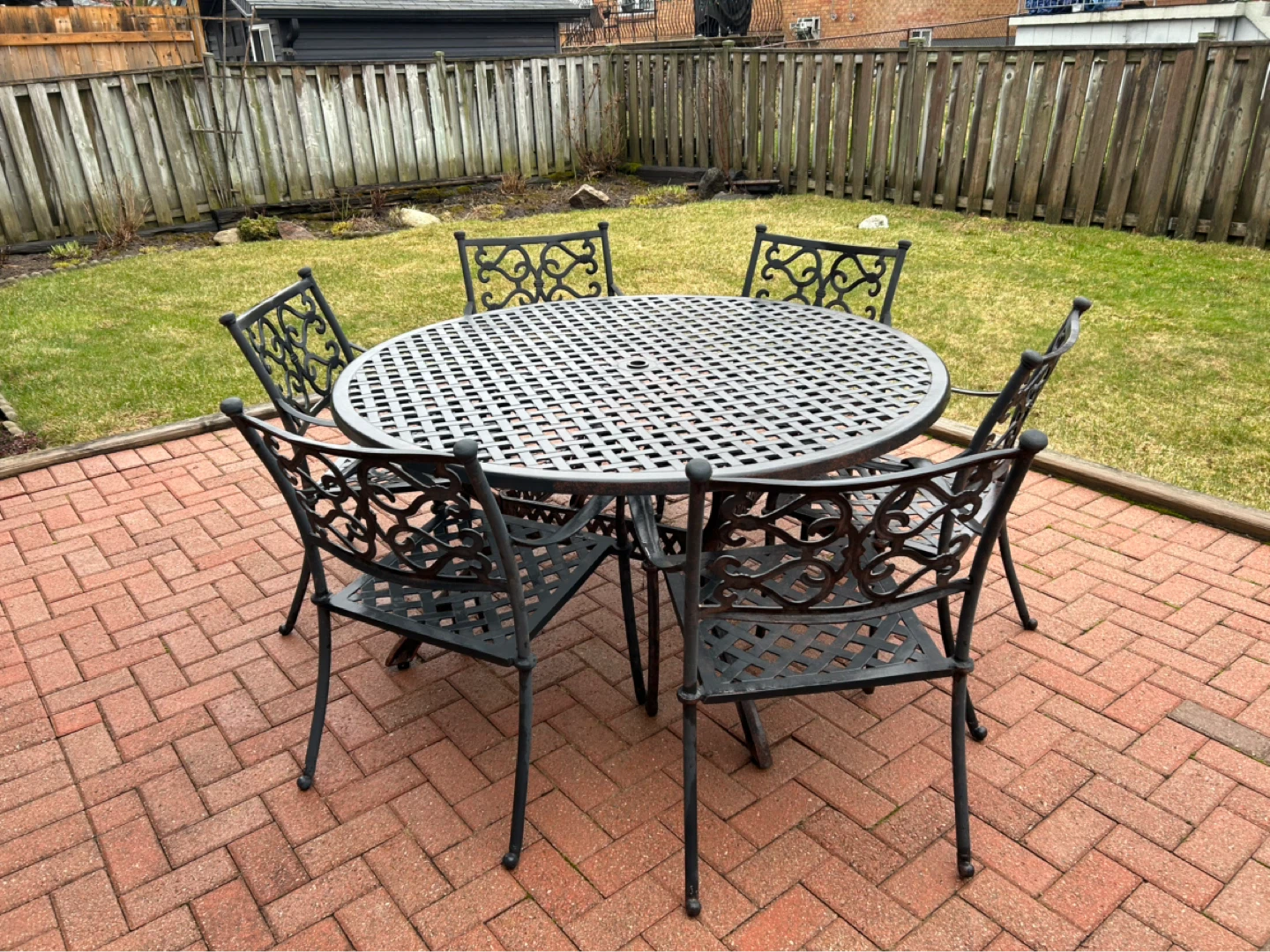Round Metal Patio Dining Set with 6 Chairs - photo 2