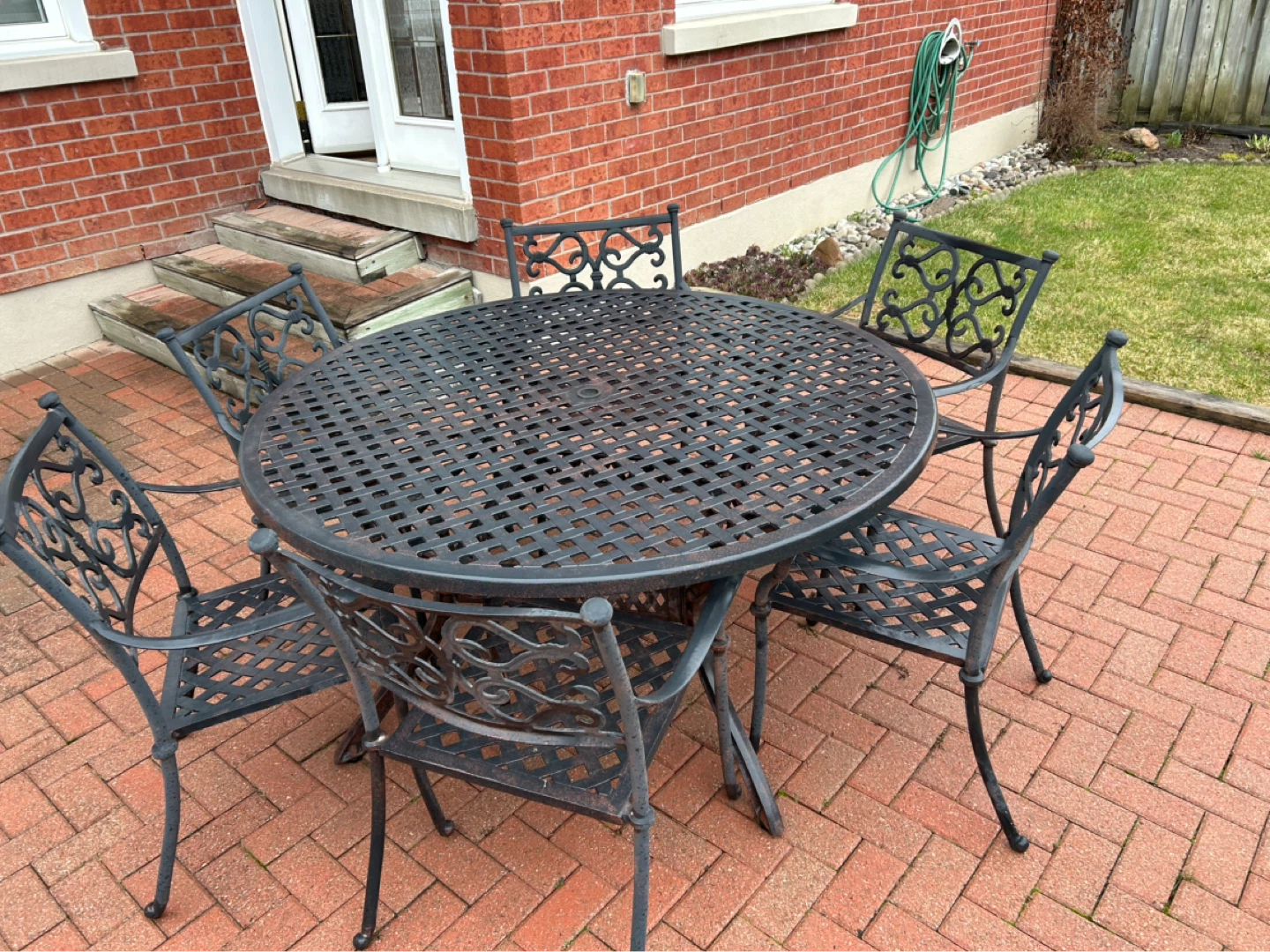 Round Metal Patio Dining Set with 6 Chairs