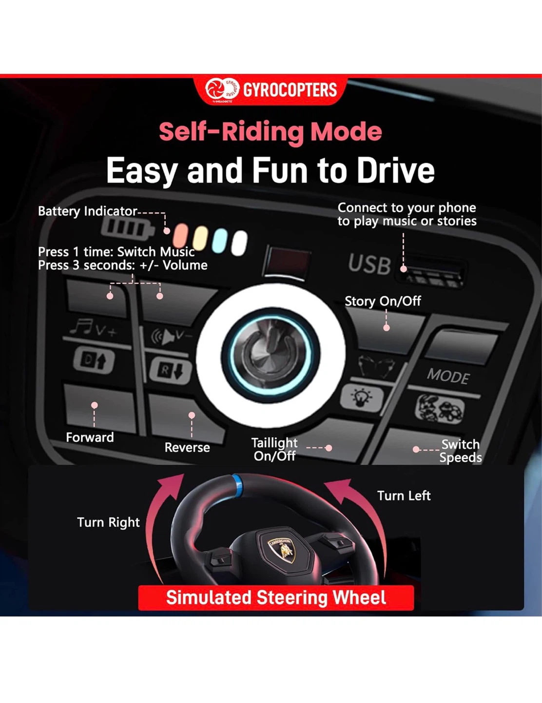 12V Lamborghini Ride-On electric Car for kids - photo 3