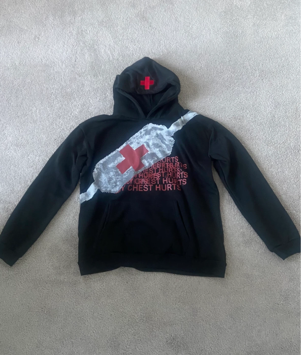 Black Hoodie Red Cross
