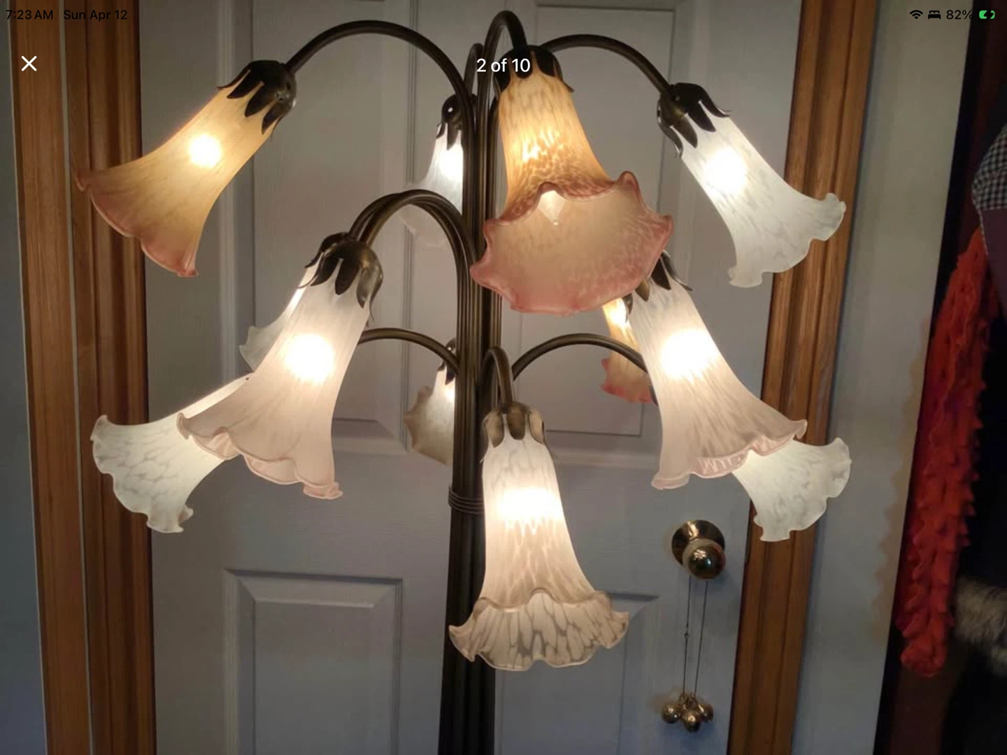 Tiffany Style Fl Lamp w 12 Lily Glass Shades 🐞