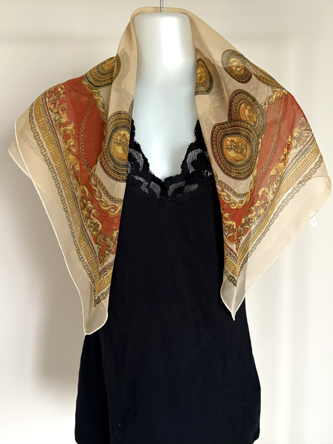 Vintage Gold Medallion Print Scarf