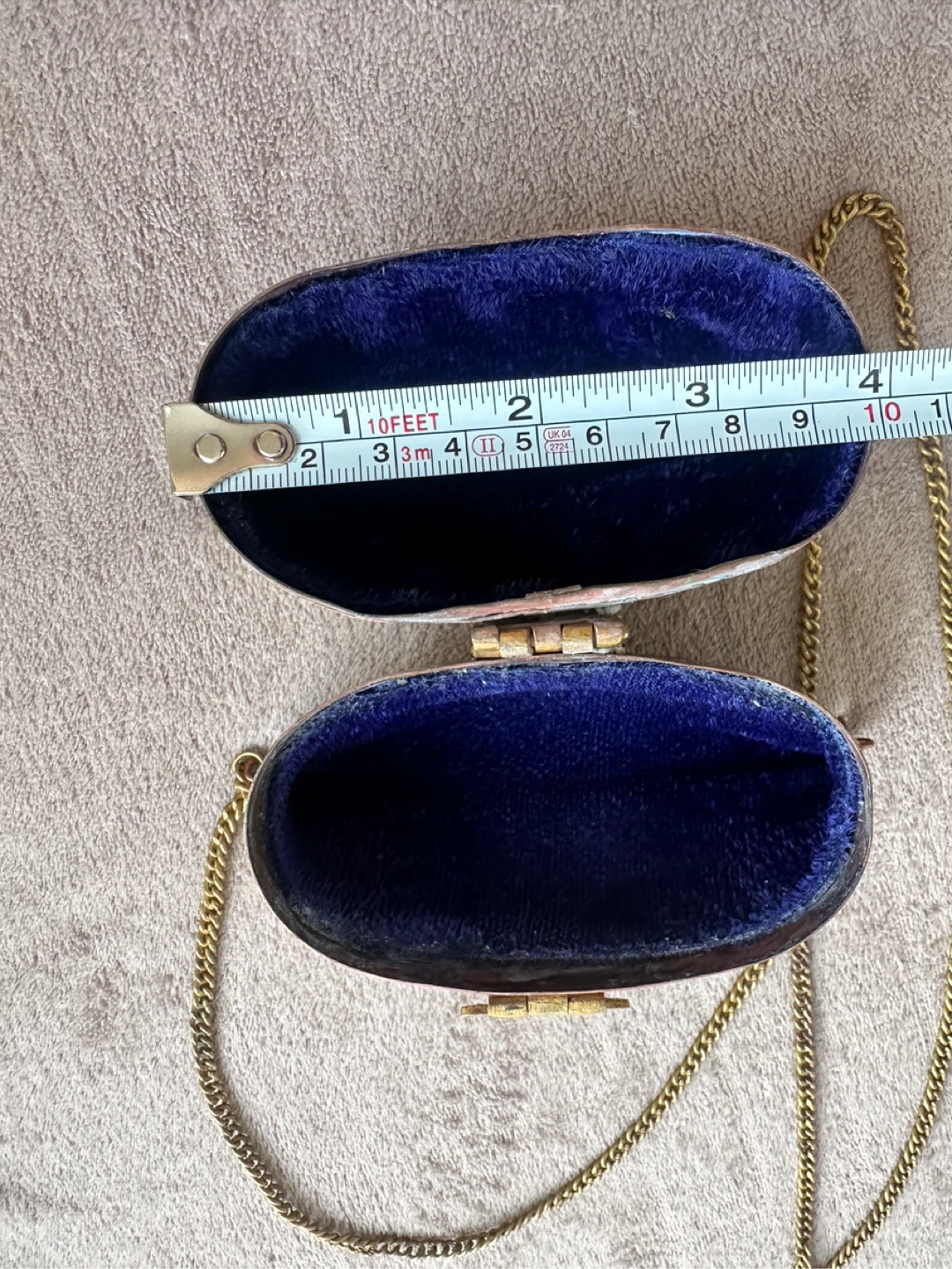 Antique Brass and Copper Pillow Box Bag with Chain - photo 4