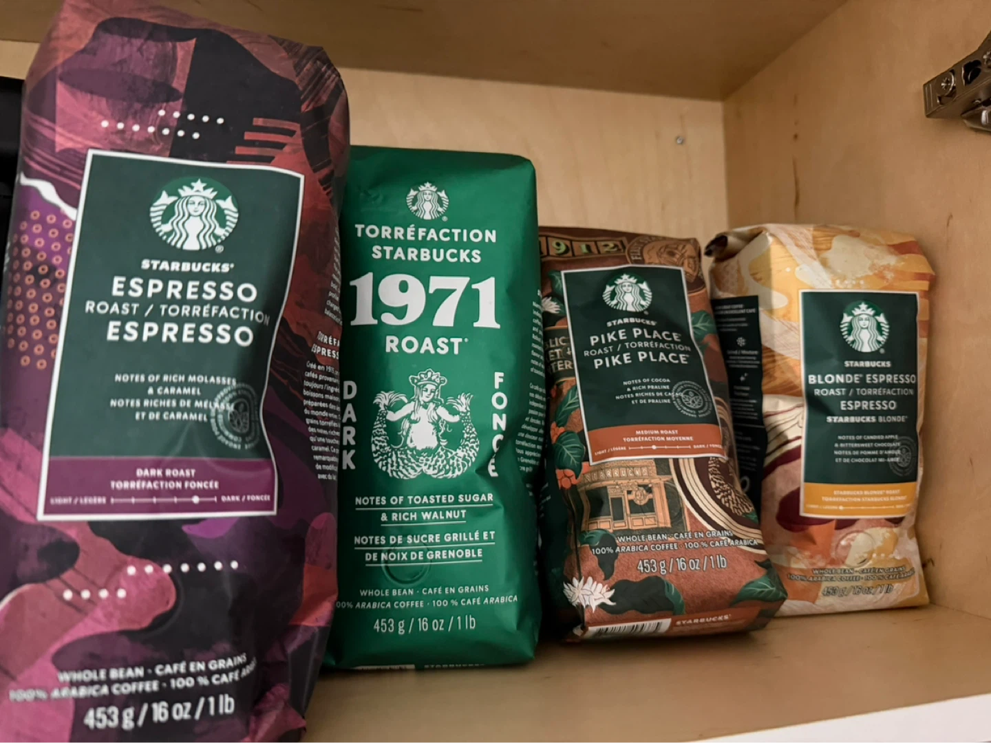 Starbucks Whole Bean Coffee - Variety Pack (4x 453g)