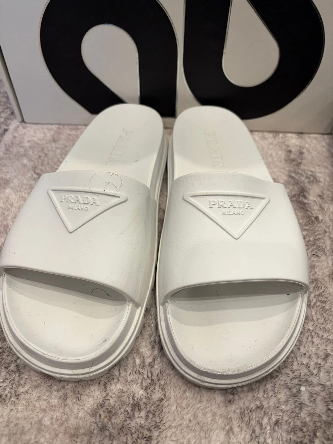 Prada White Rubber Slides - photo 4